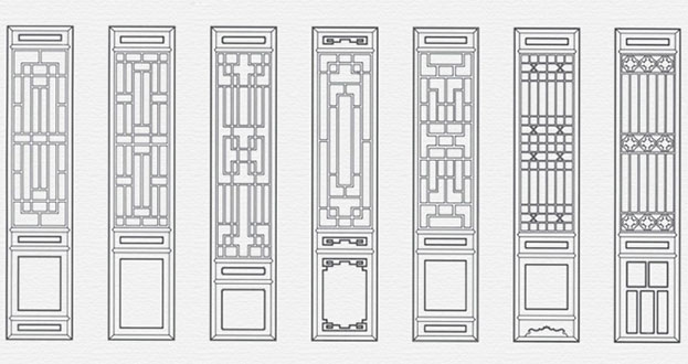 象山常用中式仿古花窗图案隔断设计图